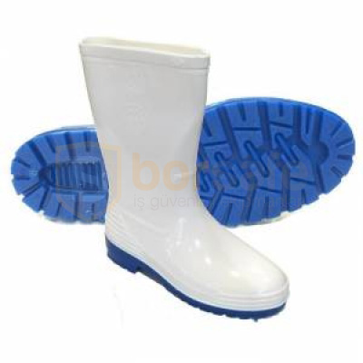 Techno Boots Beyaz-Mavi Taban Çelik Burunlu Poliüretan Çizme