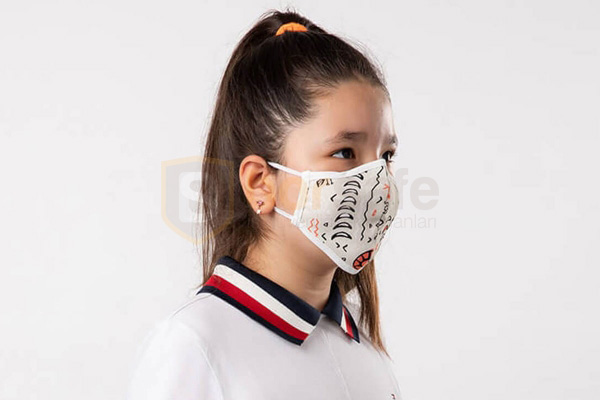 Borsafe Bej Doğa Desen Baskı Antimikrobiyal Maske