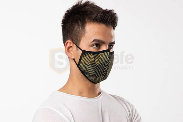 Borsafe Haki Çizgili Baskı Antimikrobiyal Maske